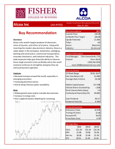 Alcoa Inc Buy Recommendation (AA-NYSE)