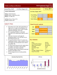 International Paper Co Fisher College of Business BUY Recommendations: