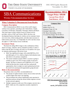 SBA Communications Recommendation: SELL Wireless Telecommunications Services
