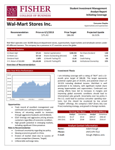 Wal-Mart Stores Inc. Student Investment Management Analyst Report