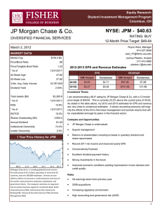 JP Morgan Chase &amp; Co.  NYSE: JPM -  $40.63 SERVICES