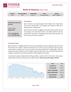 Bank of America  [NYSE: BAC]