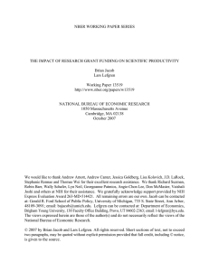 NBER WORKING PAPER SERIES Brian Jacob Lars Lefgren