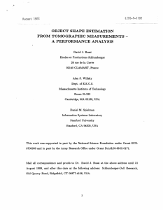 SHAPE  ESTIMATION FROM  TOMOGRAPHIC  MEASUREMENTS August