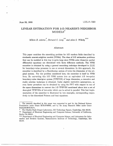 LINEAR  ESTIMATION  FOR 2-D  NEAREST-NEIGHBOR MODELSt LIDS-P-1800