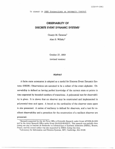 OBSERVABILITY  OF DISCRETE  EVENT  DYNAMIC  SYSTEMS