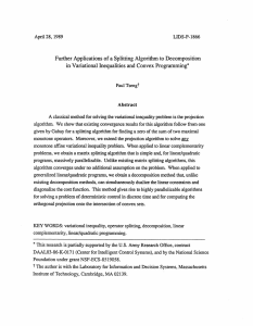 Further  Applications  of a Splitting Algorithm to ... in Variational  Inequalities  and Convex  Programming*