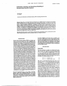 Stabilization, Tracking,  and Hierarchical  Modeling  of LIDS-P-1892