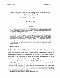 Some  Analytical  Results  for  the ... Allocation  Problem* Patrick  A  Hoseint Michael  Athanst