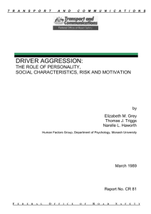 DRIVER AGGRESSION: THE ROLE OF PERSONALITY, SOCIAL CHARACTERISTICS, RISK AND MOTIVATION by
