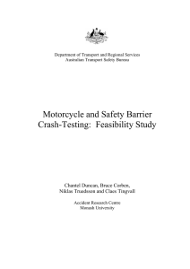 Motorcycle and Safety Barrier Crash-Testing:  Feasibility Study Chantel Duncan, Bruce Corben,