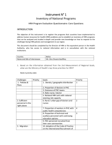 Instrument N° 1  Inventory of National Programs  HRH Program Evaluation Questionnaire: Core Questions  INTRODUCTION 