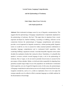 Lexical Norms, Language Comprehension, and the Epistemology of Testimony  Abstract: