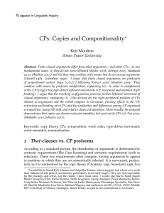 CPs: Copies and Compositionality ∗ Keir Moulton Simon Fraser University