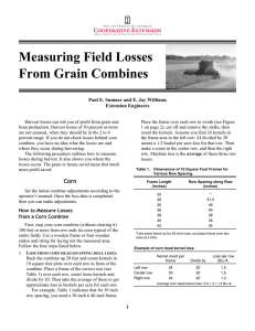 Measuring Field Losses From Grain Combines Extension Engineers