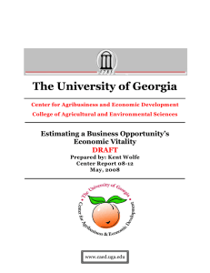 The University of Georgia Estimating a Business Opportunity’s Economic Vitality DRAFT