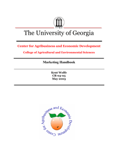 The University of Georgia  Marketing Handbook Center for Agribusiness and Economic Development