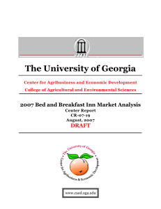 The University of Georgia 2007 Bed and Breakfast Inn Market Analysis DRAFT