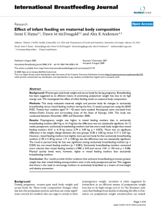 International Breastfeeding Journal Effect of infant feeding on maternal body composition