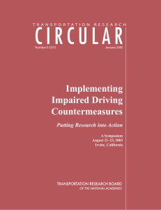 Implementing Impaired Driving Countermeasures Putting Research into Action