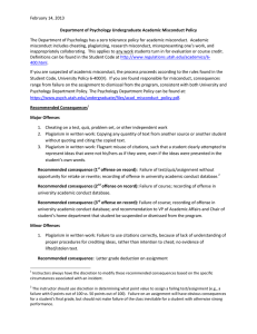 February 14, 2013 Department of Psychology Undergraduate Academic Misconduct Policy