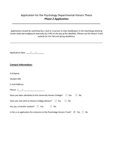 Application for the Psychology Departmental Honors Thesis Phase 2 Application ____________________________________________________________
