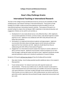 Dean’s May Challenge Grants: International Teaching or International Research 2015