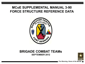 MCoE SUPPLEMENTAL MANUAL 3-90 FORCE STRUCTURE REFERENCE DATA BRIGADE COMBAT TEAMs SEPTEMBER 2012