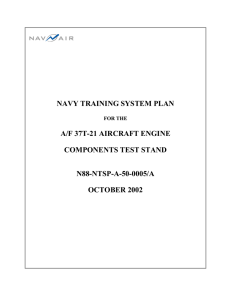 NAVY TRAINING SYSTEM PLAN A/F 37T-21 AIRCRAFT ENGINE COMPONENTS TEST STAND