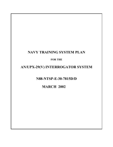 NAVY TRAINING SYSTEM PLAN AN/UPX-29(V) INTERROGATOR SYSTEM N88-NTSP-E-30-7815D/D MARCH  2002
