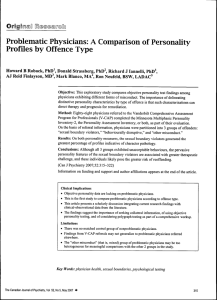 Problematic Physicians: A Comparison of Personality Profiles by Offence Type