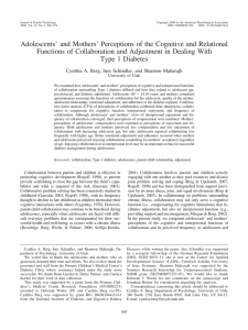 Adolescents’ and Mothers’ Perceptions of the Cognitive and Relational