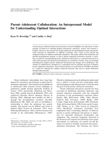 Parent–Adolescent Collaboration: An Interpersonal Model for Understanding Optimal Interactions Ryan M. Beveridge,