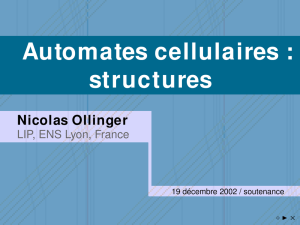 Automates cellulaires : structures Nicolas Ollinger LIP, ENS Lyon, France