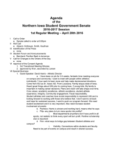 Agenda Northern Iowa Student Government Senate of the 2016­2017 Session