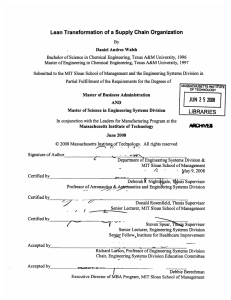 Lean  Transformation  of a Supply Chain  Organization
