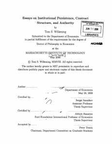 JUh by Authority Essays  on  Institutional Persistence,  Contract