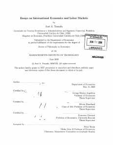 Essays  on  International Economics  and  Labor ... Jose  A.  Tessada