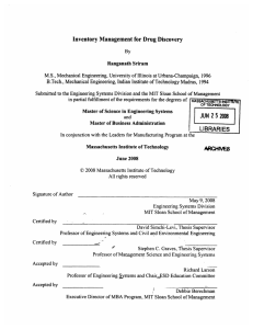 Inventory  Management  for Drug Discovery