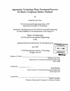 Appropriate Technology  Water Treatment Processes for MaeLa Temporary Shelter, Thailand