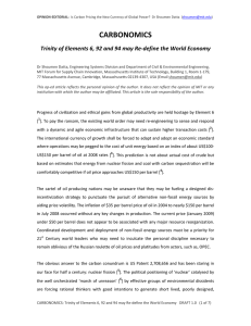 CARBONOMICS  Trinity of Elements 6, 92 and 94 may Re‐define the World Economy   