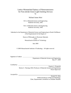 Lattice Mismatched Epitaxy of Heterostructures for Non-nitride Green Light Emitting Devices by