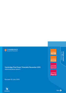 Cambridge Final Exam Timetable November 2015 Administrative zone 5 for