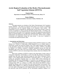 Arctic Region Evaluation of the Hydro-Thermodynamic Soil Vegetation Scheme (HTSVS) Pamela Spier