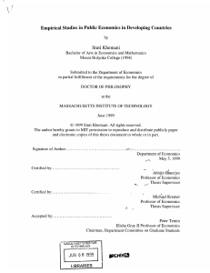 Empirical Studies  in Public Economics  in Developing ... Stuti Khemani