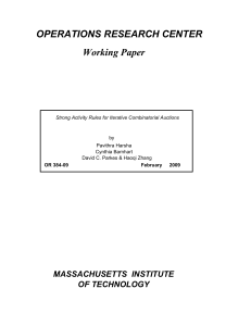 OPERATIONS RESEARCH CENTER Working Paper MASSACHUSETTS  INSTITUTE OF TECHNOLOGY