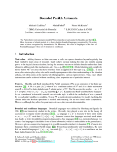 Bounded Parikh Automata Michaël Cadilhac Alain Finkel Pierre McKenzie