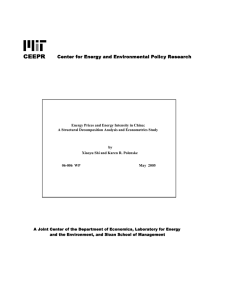 Energy Prices and Energy Intensity in China: