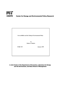 Irreversibilities and the Timing of Environmental Policy by Robert S. Pindyck 99-005
