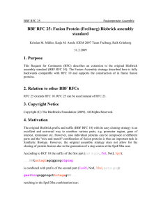 BBF RFC 25: Fusion Protein (Freiburg) Biobrick assembly standard